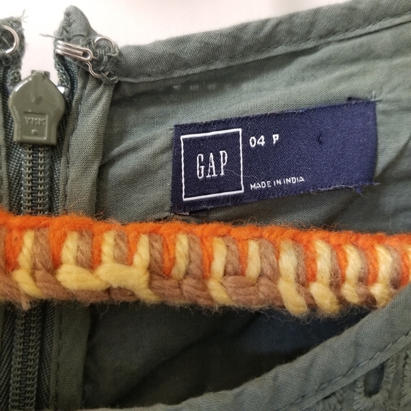 GAP  Eyelet Sleeveless Cool Olive Fully Lined Cotton Dress Size:4 - Picture 2 of 6